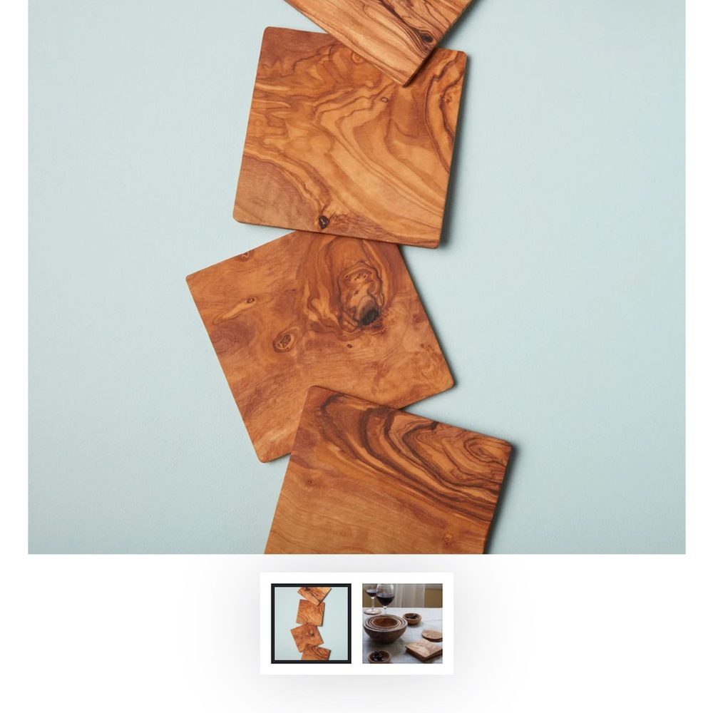 be HOME Olive wood Coasters Set